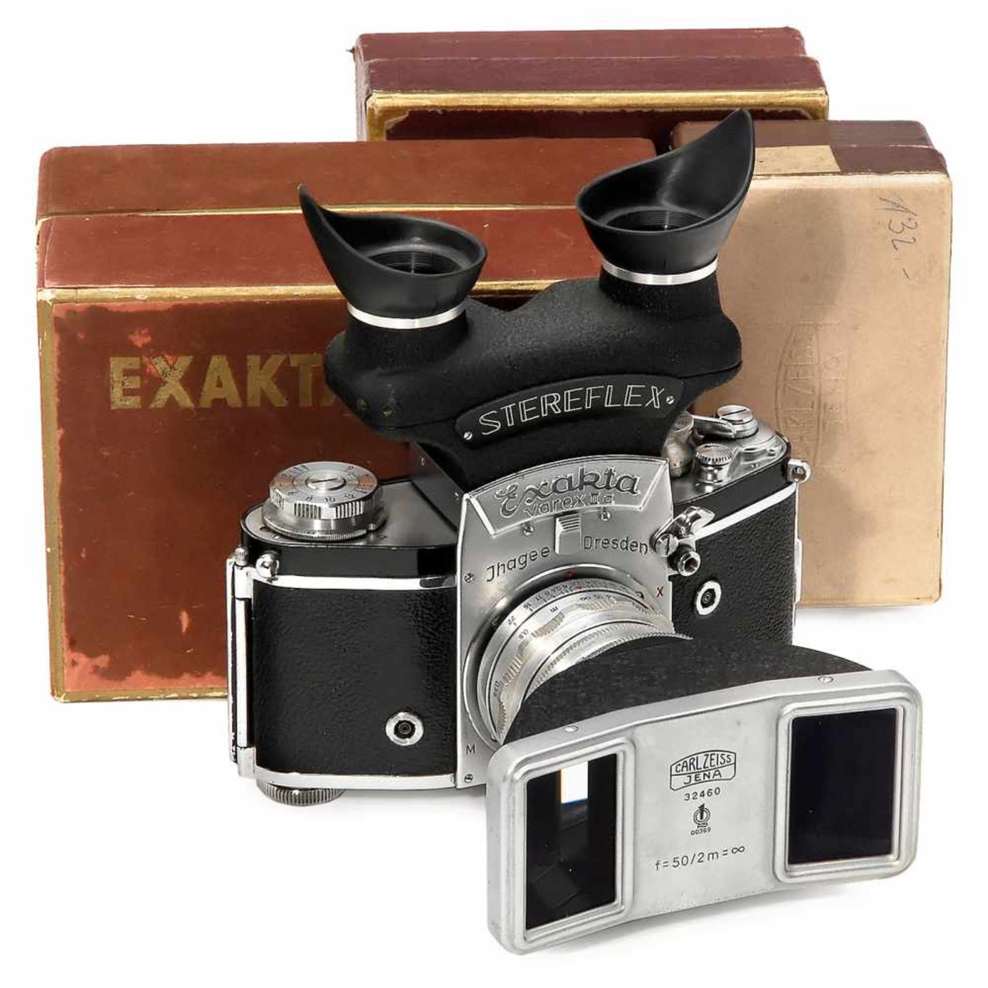 Exakta Varex IIa with Stereflex, c. 1955Ihagee, Dresden. 1) Exakta Varex IIa, no. VX IIa 889237,