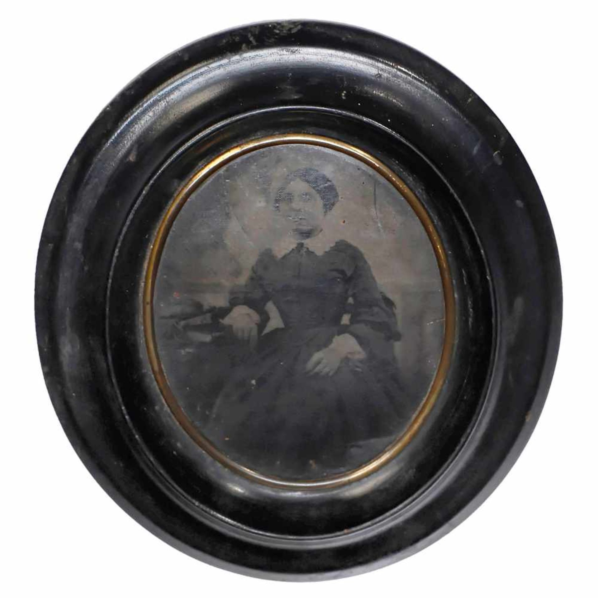 Pannotype, 1853–60Anonymous. Oval image section 9 x 7 cm, on oilcloth substrate. Very rare