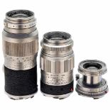 3 Leica M LensesLeitz, Wetzlar. 1) Elmar 2,8/5 cm (M), no. 1637304. (2/2) – 2) Elmarit 2,8/90 mm,