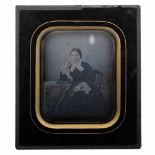 Hand-Tinted French Daguerreotype, 1851Anonymous. ½ plate, portrait of a lady, visible image 9,3 x