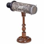 Brewster-Type Kaleidoscope, c. 1870Unmarked. Metal tube (hammered finish), aluminum front, on turned