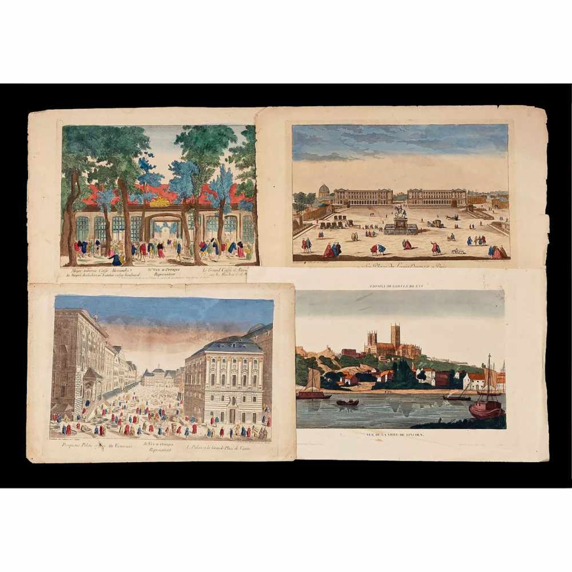 9 Vues d'Optique, c. 1800–50Various sizes between 26 x 37 cm and 34 x 52 cm. Original hand-colored - Bild 2 aus 3