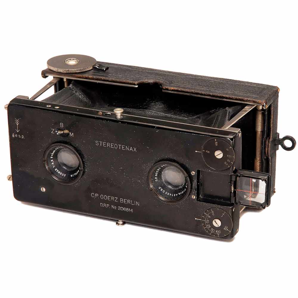 Goerz Stereotenax 45 x 107, 1912C.P. Goerz, Berlin. Strut-folding stereo camera for plates of 45 x