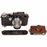 Leica III (F) with Rapid Winder, 1937Leitz, Wetzlar. No. 244445, black, Summar 2/5 cm, no. 387288.