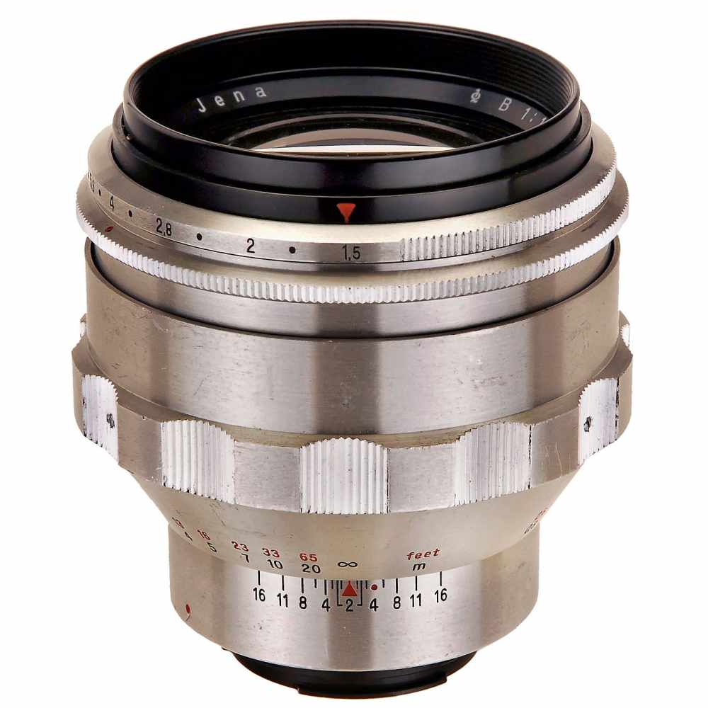 B (Biotar) 1,5/75 mm for ExaktaCarl Zeiss, Jena. No. 6404622, heavy aluminum body, clear glass