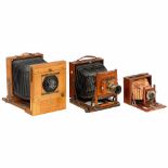 3 Field Cameras, c. 1900–501) Hans Sperling, Berlin. "Sperling" field camera 18 x 13 cm, c. 1950,
