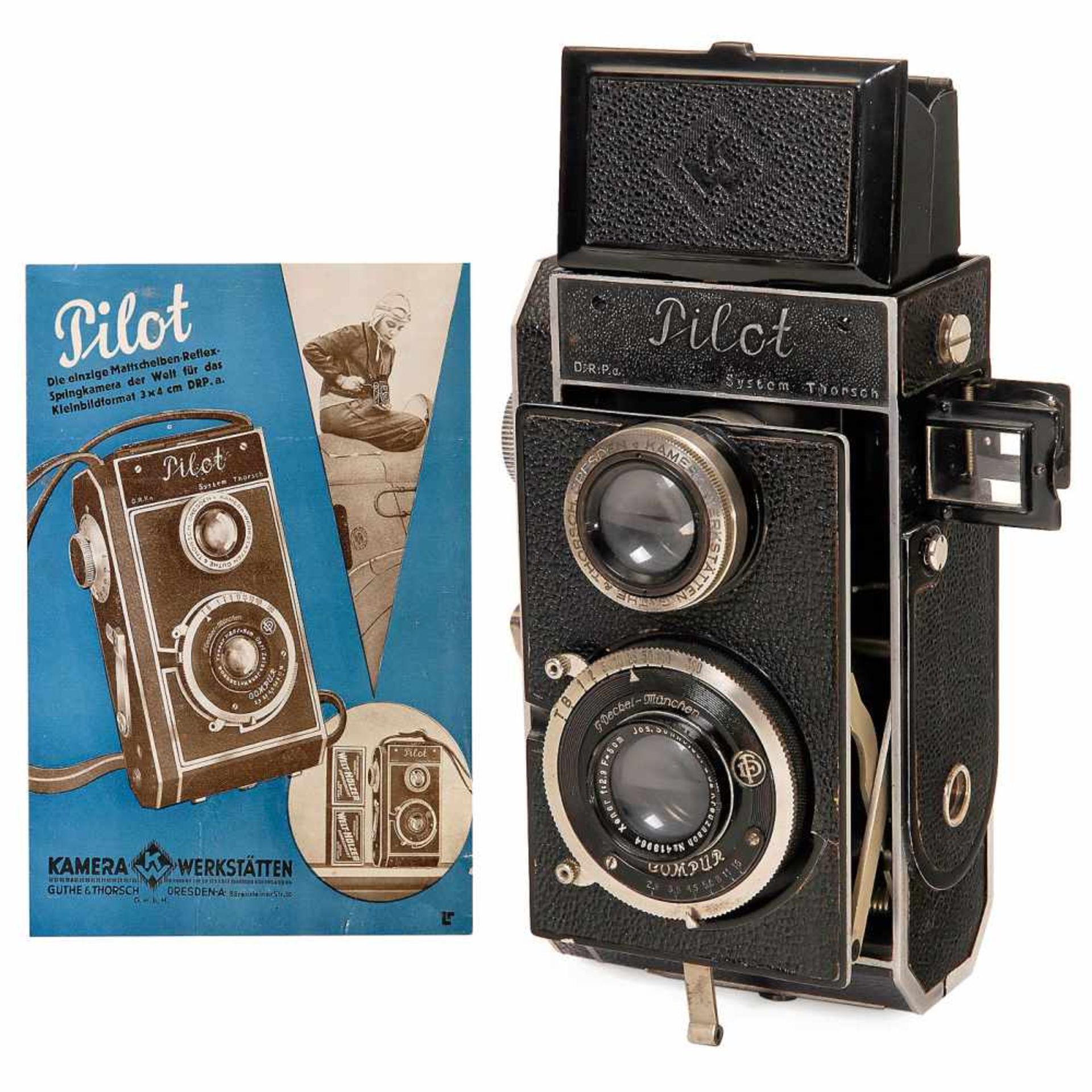 Pilot Reflex (3 x 4 cm), 1931Kamera-Werkstätten (K.W.) Guthe & Thorsch, Dresden. TLR camera 3 x 4 cm