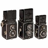 3 Early Rolleiflex CamerasFranke & Heidecke, Braunschweig. 1) Rolleiflex 6 x 6, 1929 (second model),
