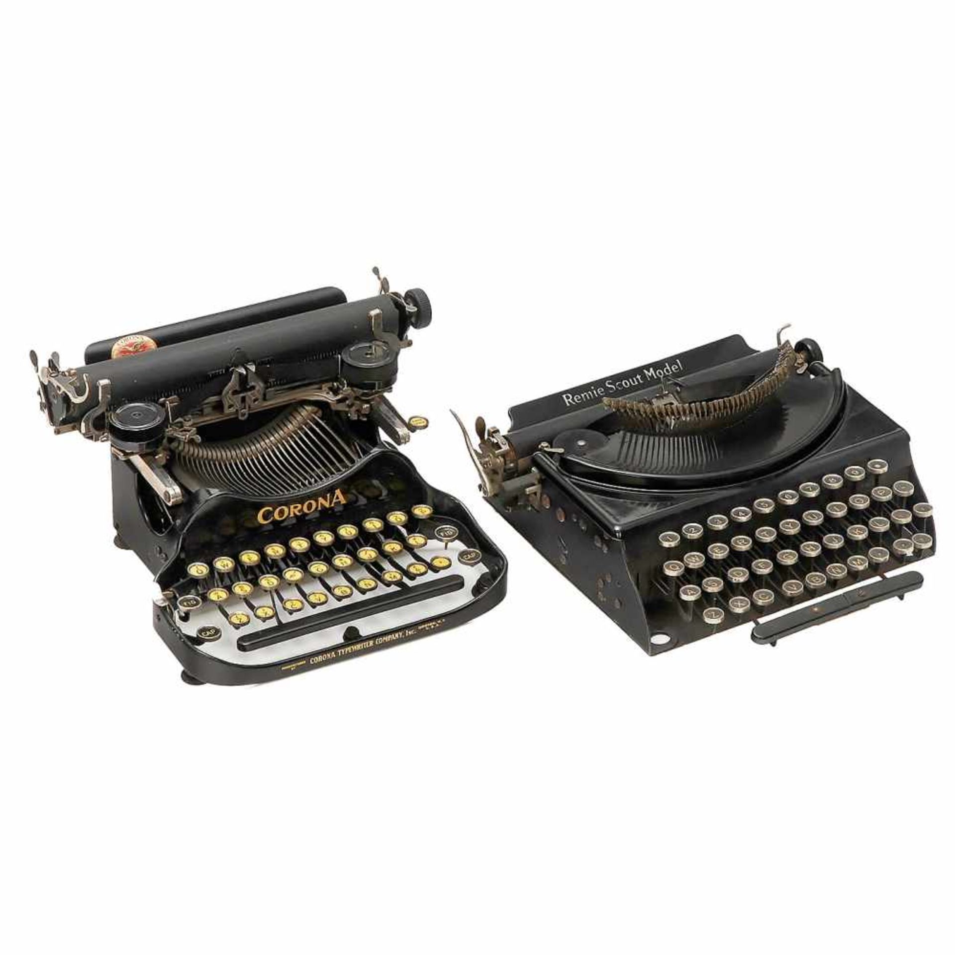 4 American Portable Typewriters, c. 19301) Corona Folding, with case. - 2) Remington Rand, with - Bild 3 aus 3
