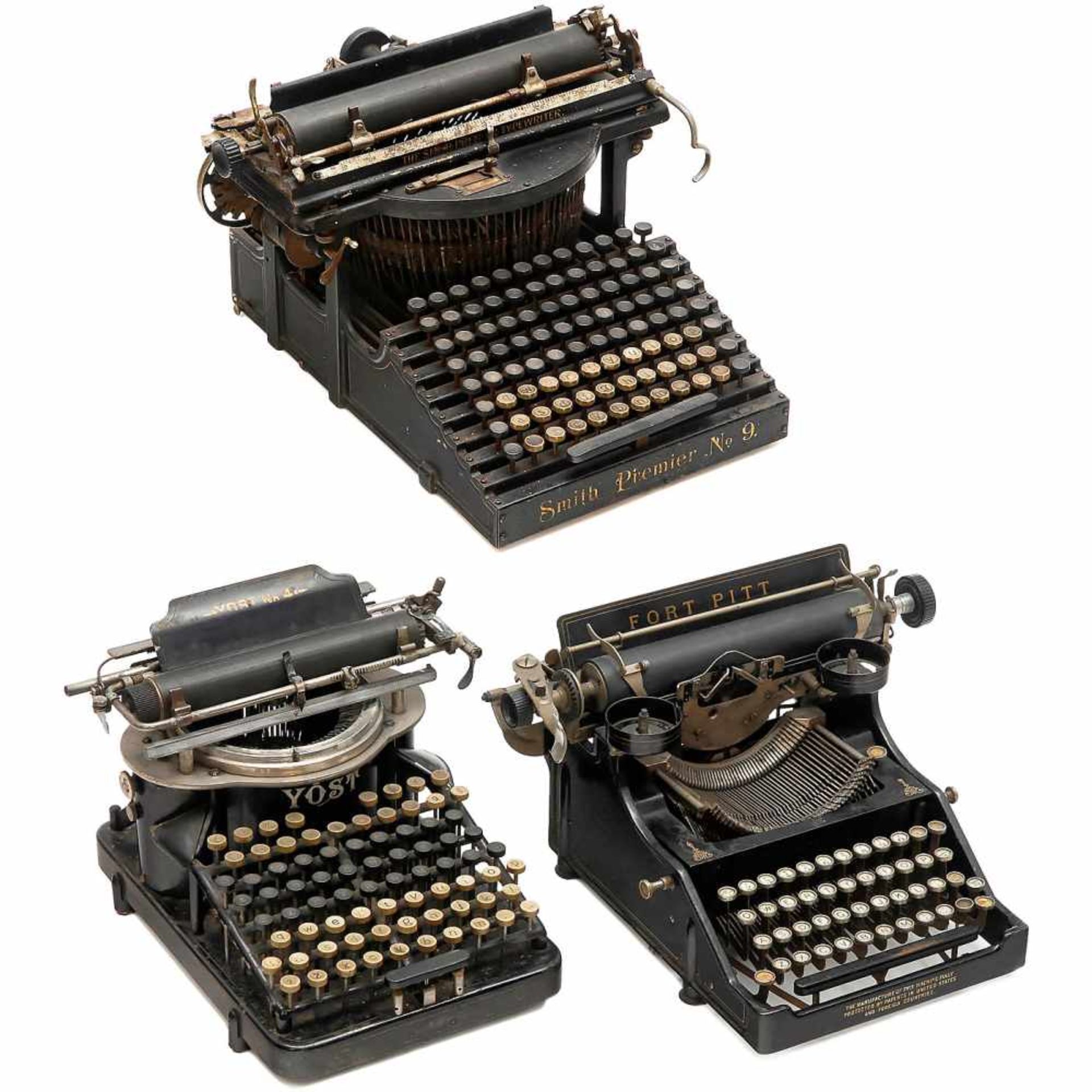 3 American Typewriters1) Made by the Pittsburg Writing Machine Company, Pittsburgh. Fort Pitt (