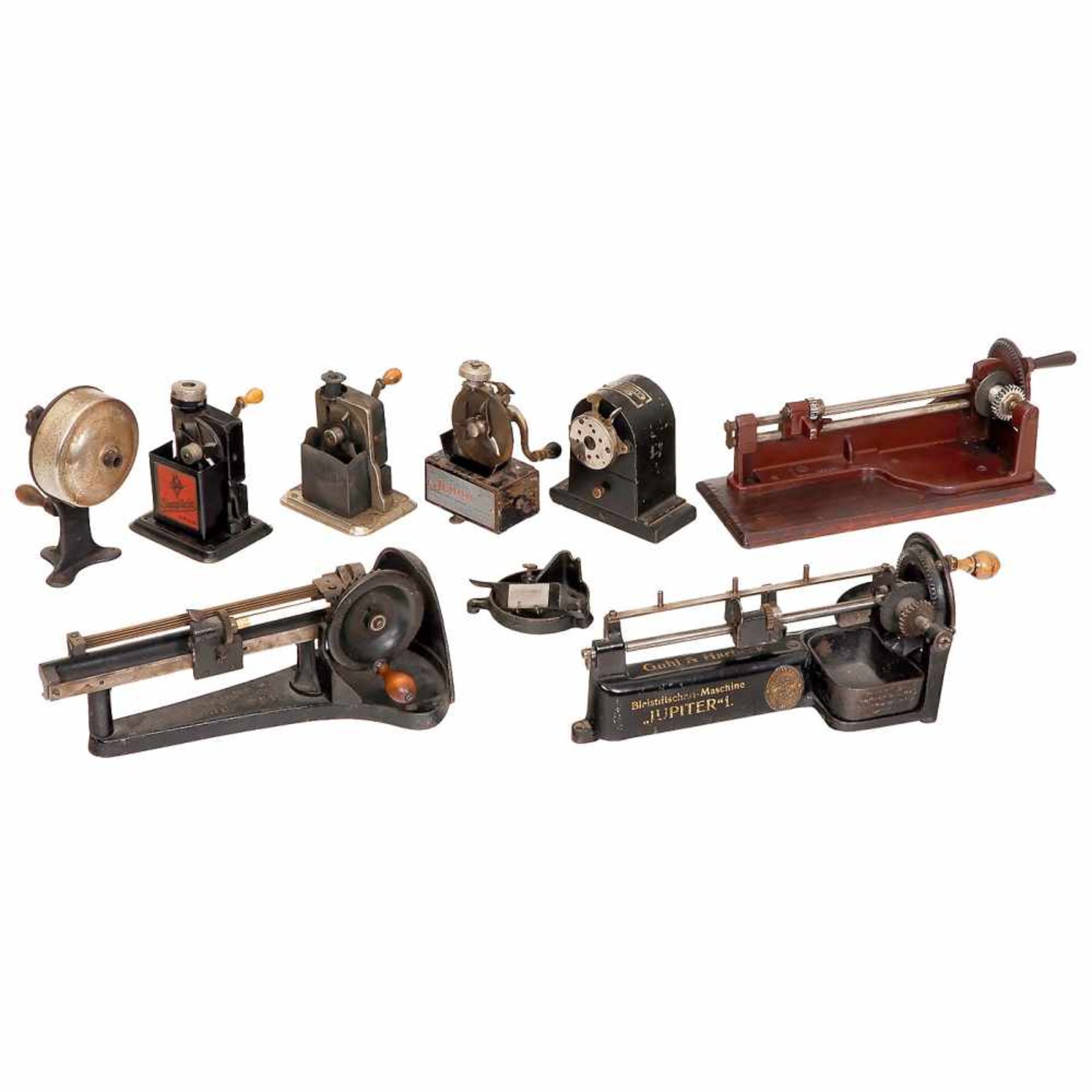 9 Early Mechanical Pencil Sharpeners1) Jupiter 1, c. 1915, Guhl & Harbeck, Hamburg, with - Bild 2 aus 3