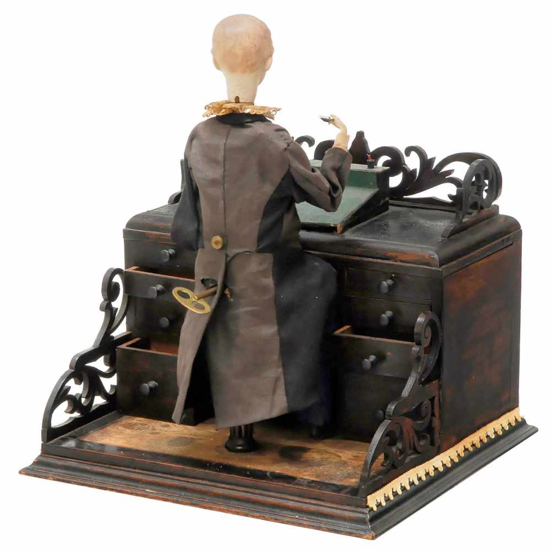 Mechanical Accountant Automaton with MusicDate and manufacturer unknown, Heubach bisque head with - Bild 2 aus 2