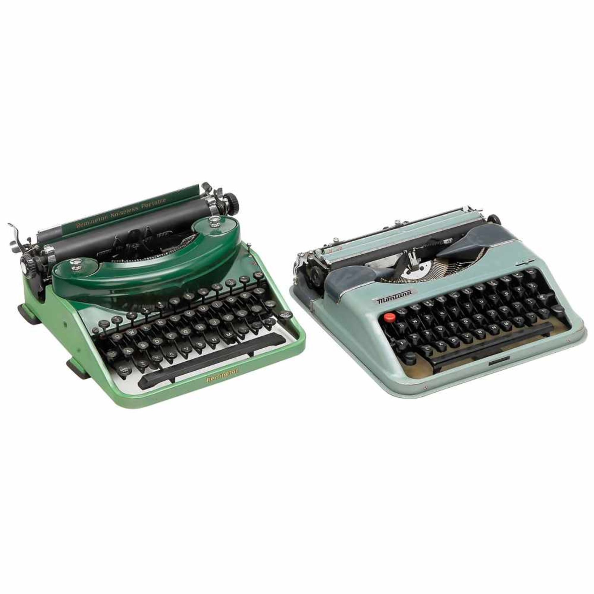 6 American Portable Typewriters1) Remington Noiseless, green. - 2) Montana, blue. - 3) Underwood - Bild 4 aus 4