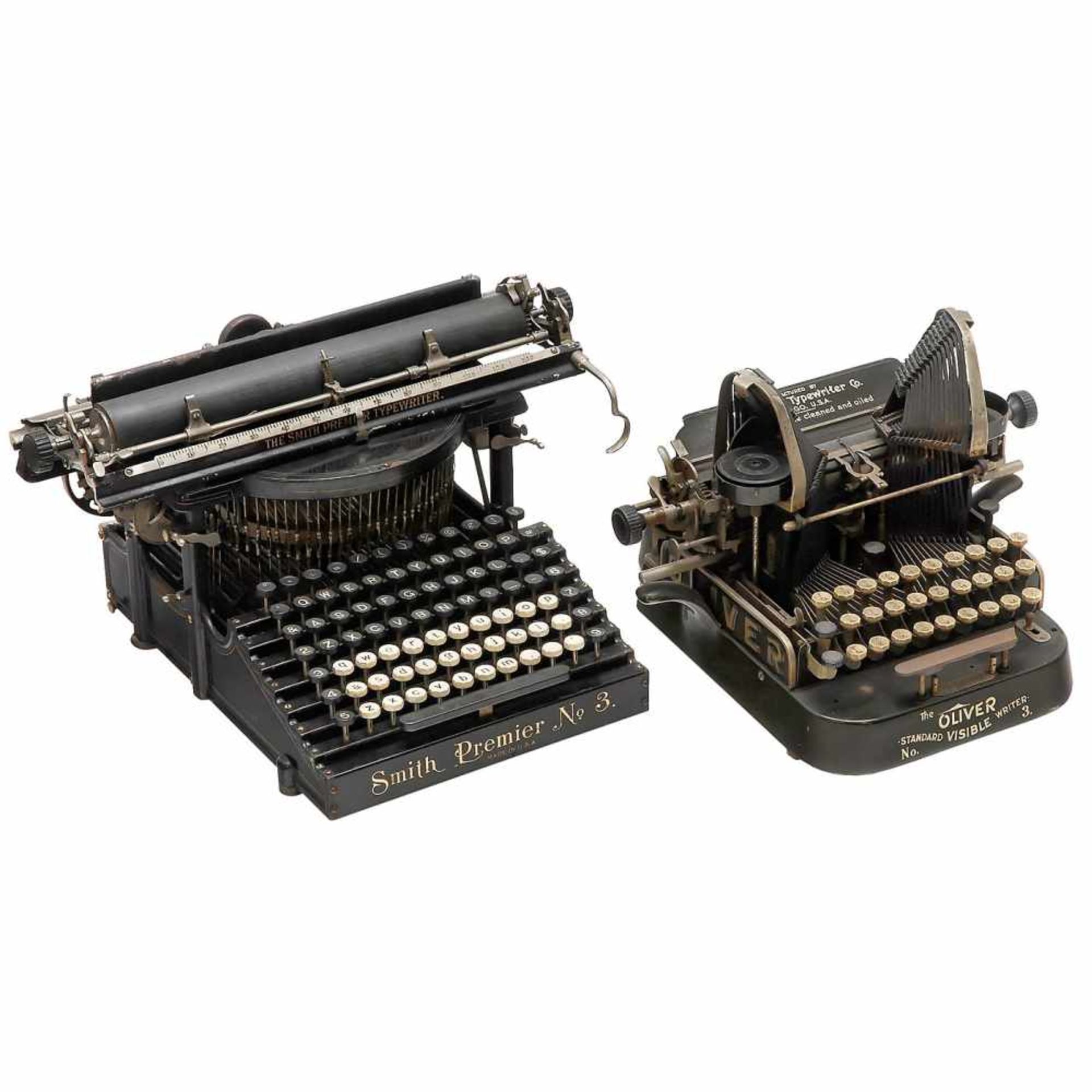 4 American Typewriters1) Smith Premier No. 3, 1902, no. 5555, very popular American upstroke machine - Bild 3 aus 3