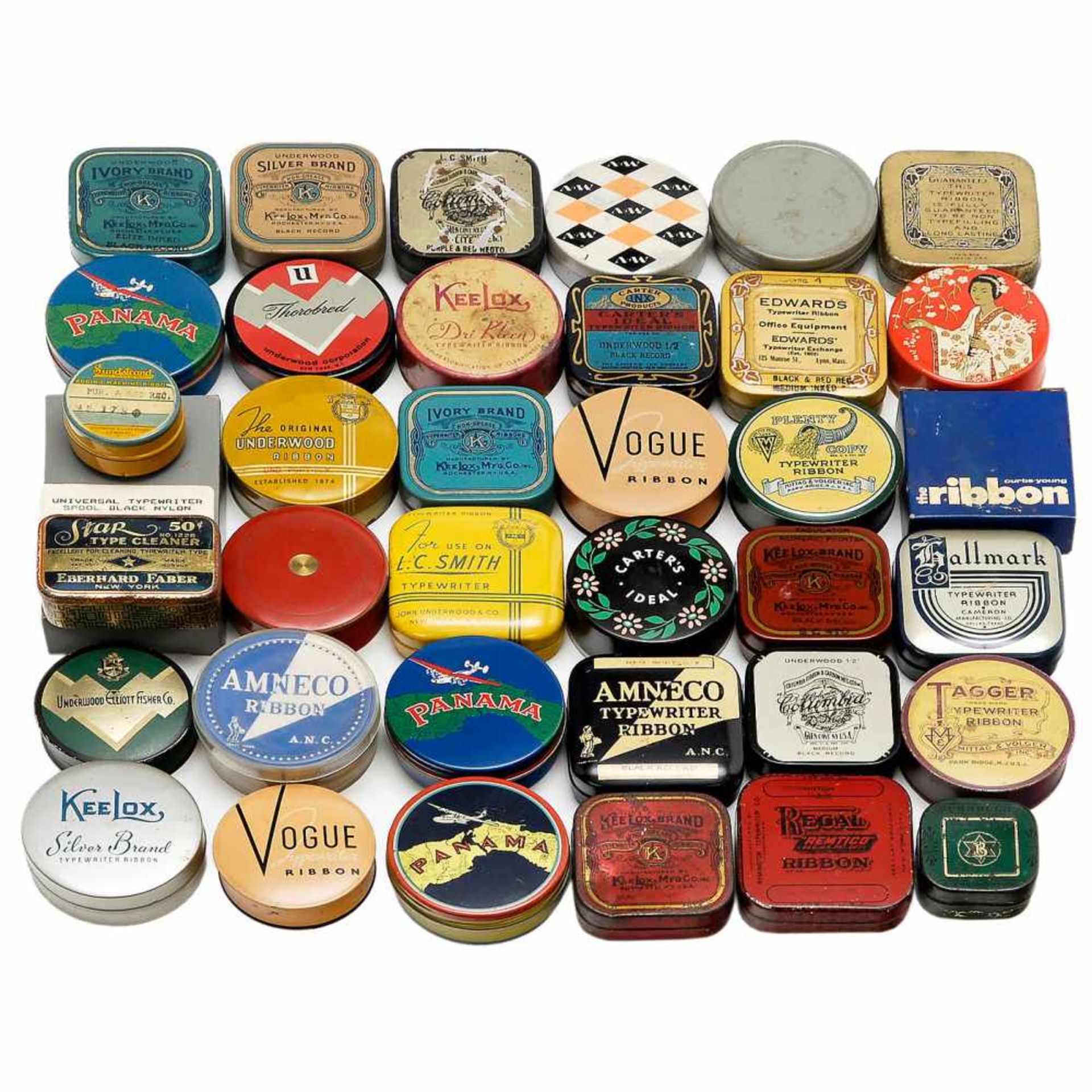 Approx. 100 Typewriter Ribbon TinsVarious brands and manufacturers, lithographed tin, cardboard - Bild 2 aus 4