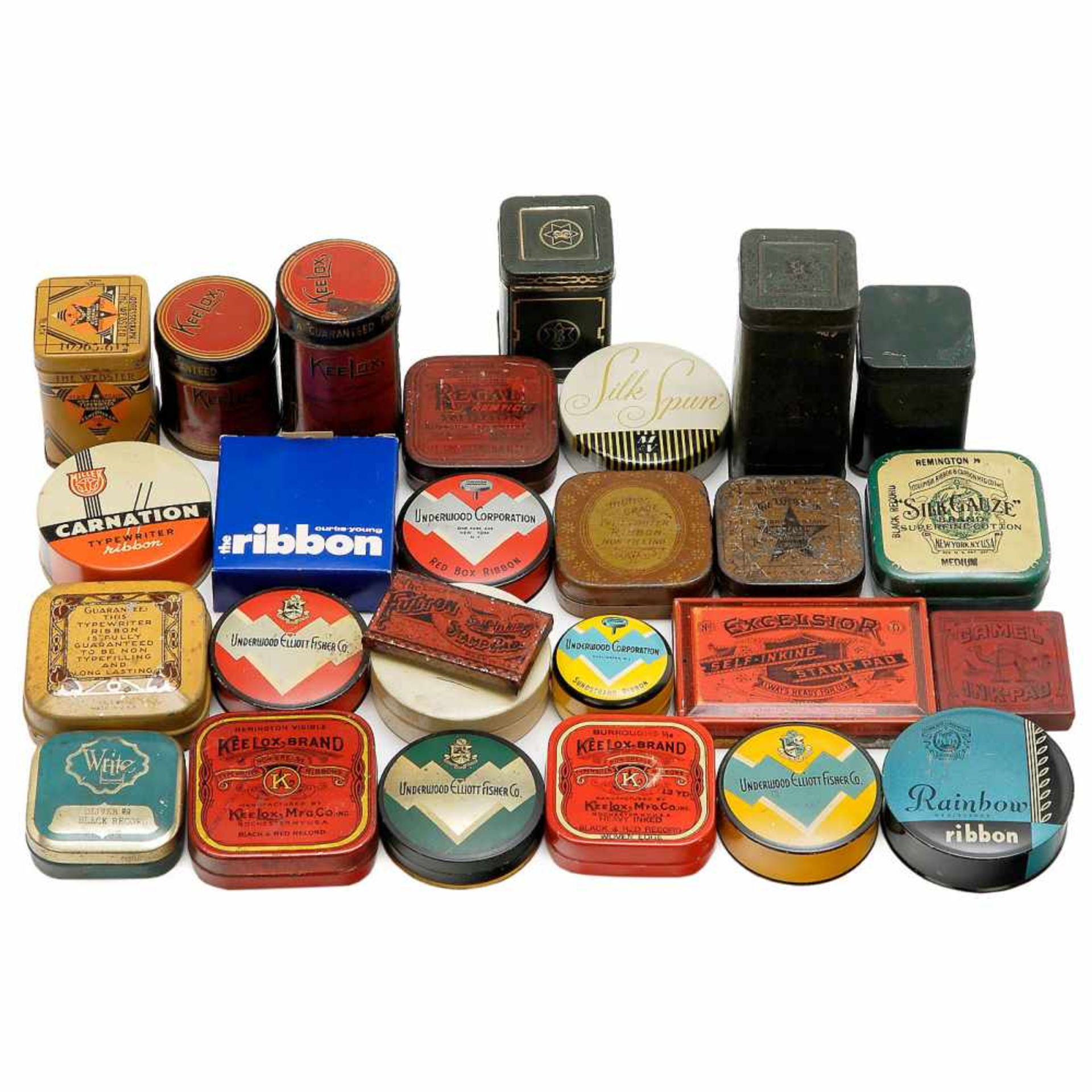 Approx. 100 Typewriter Ribbon TinsVarious brands and manufacturers, lithographed tin, cardboard - Bild 4 aus 4