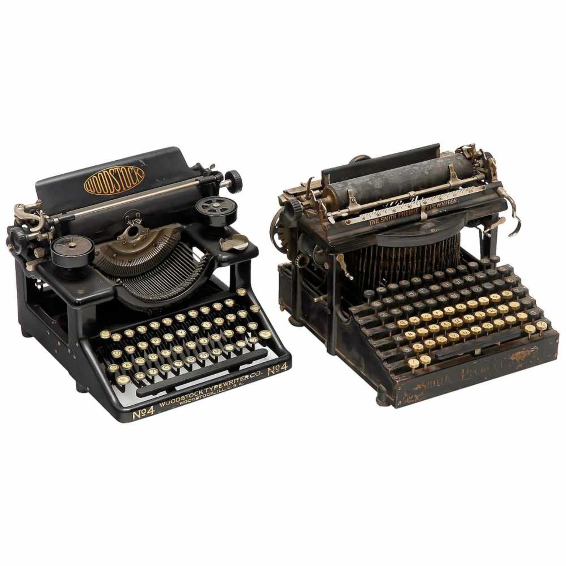4 Typewriters1) Smith Premier No. 2, 1897, no. 17409, very popular American upstroke machine with - Bild 2 aus 3