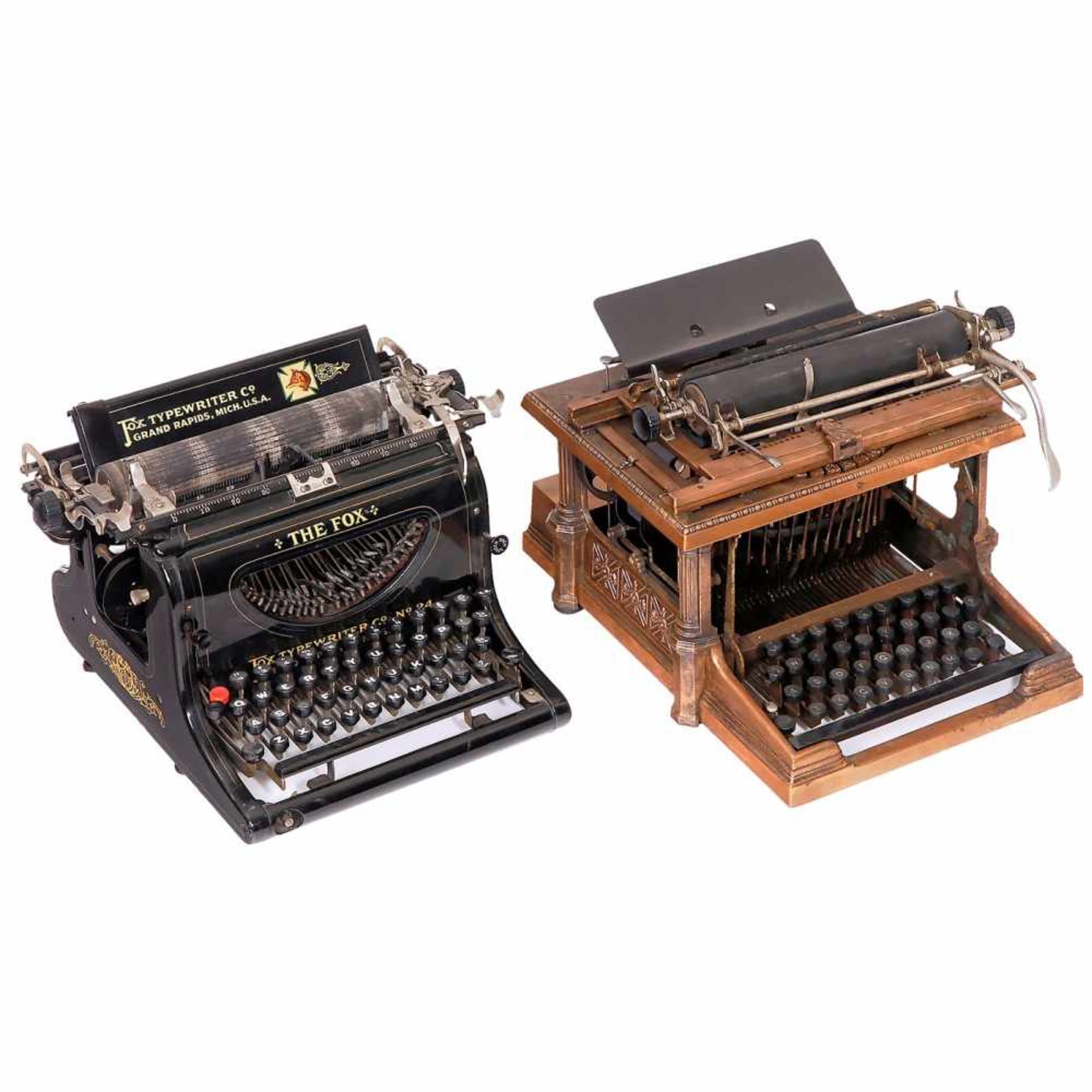 2 Early American Typewriters1) "Rem-Sho", 1896. Very interesting American upstroke machine with