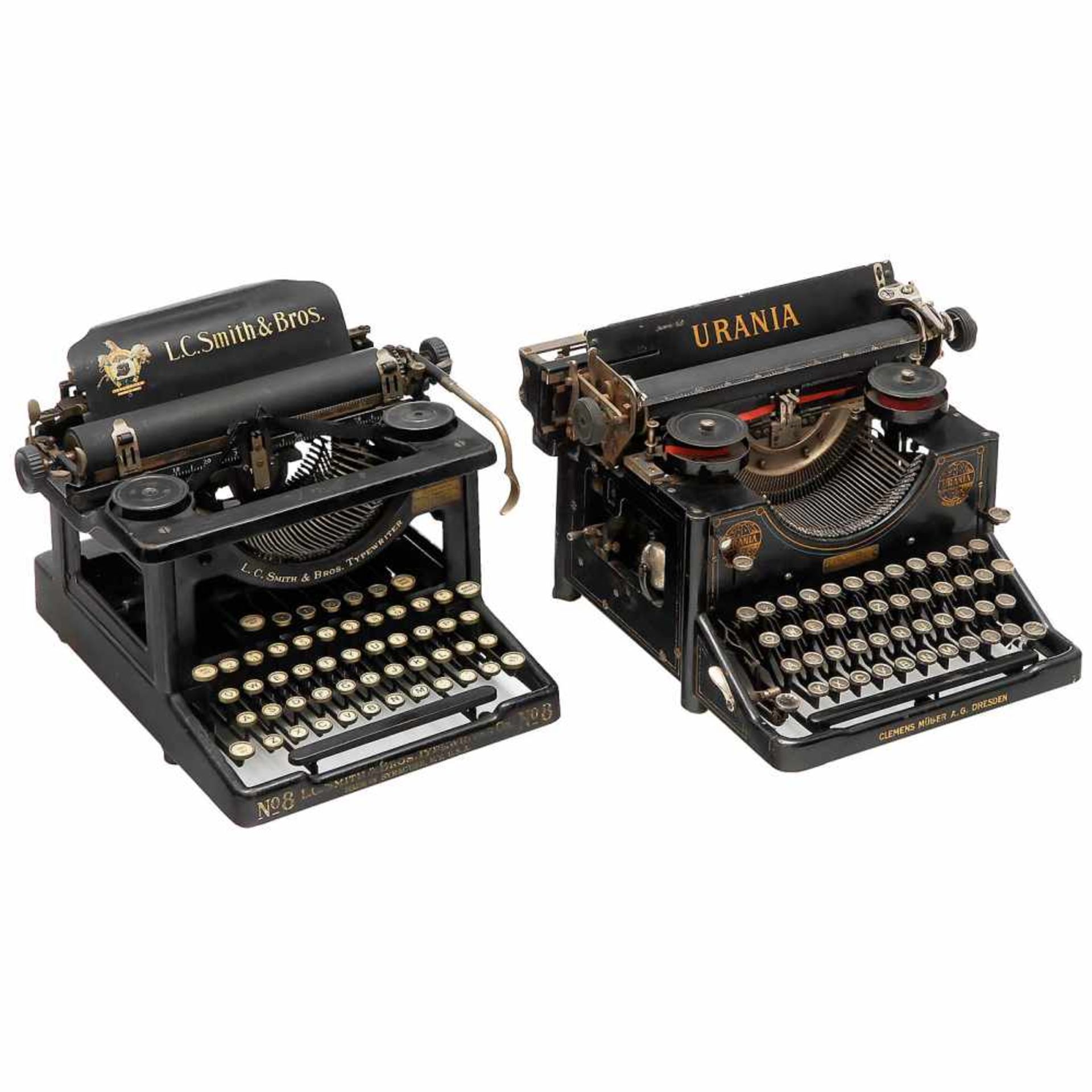 4 Typewriters1) Smith Premier No. 2, 1897, no. 17409, very popular American upstroke machine with - Bild 3 aus 3