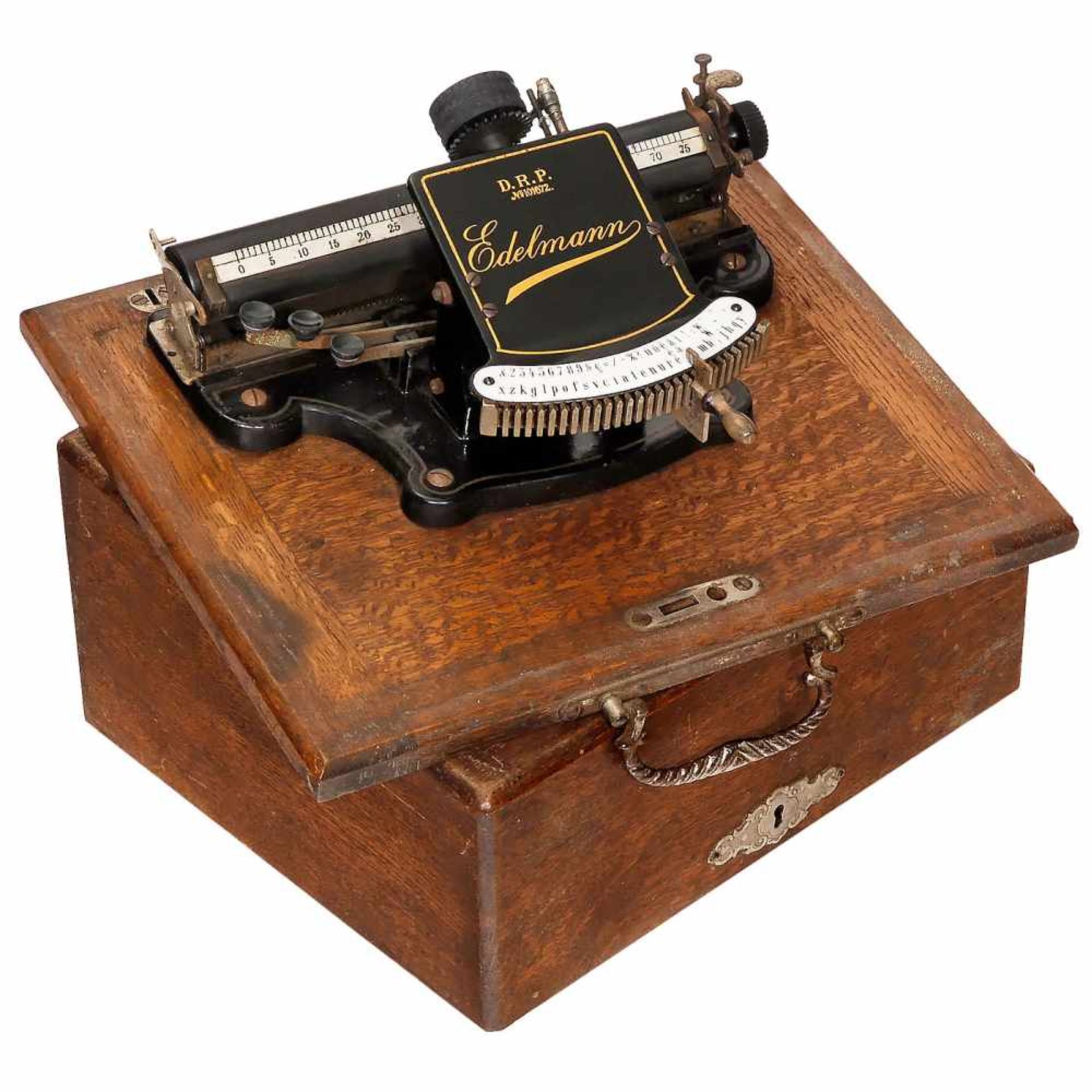 "Edelmann" Typewriter, 1897Invented by Wilhelm Wendt, D.R.P. no. 101672, patented 1897, U.S. no.