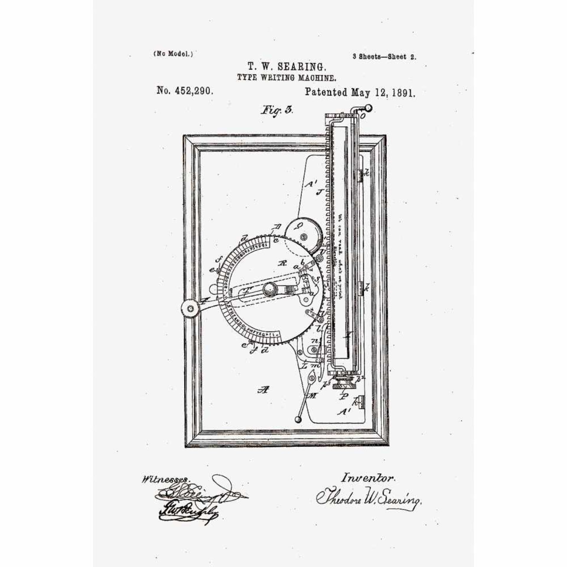 "The Searing Pearl", c. 1893American index typewriter, variation 2 with painted metal frame base, - Bild 2 aus 2