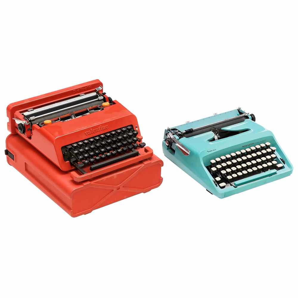 6 Portable Typewriters1) Olivetti Valentine, Italy, red, with case. - 2) Remington Ten Forty, Made - Bild 2 aus 4