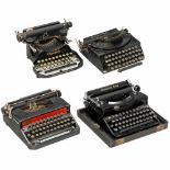 4 American Portable Typewriters, c. 19301) Corona Folding, with case. - 2) Remington Rand, with