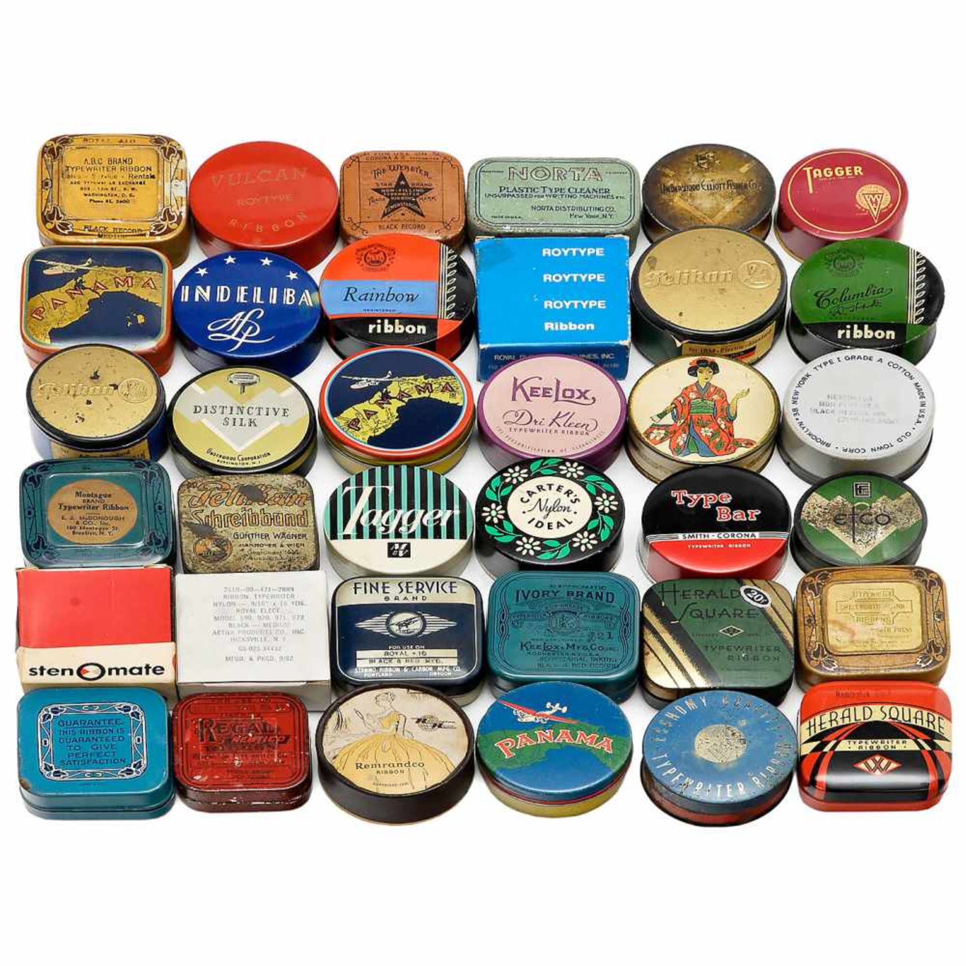 Approx. 100 Typewriter Ribbon TinsVarious brands and manufacturers, lithographed tin, cardboard - Bild 3 aus 4