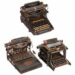 2 American Typewriters1) Caligraph No. 2, 1883, early American upstroke typewriter with full