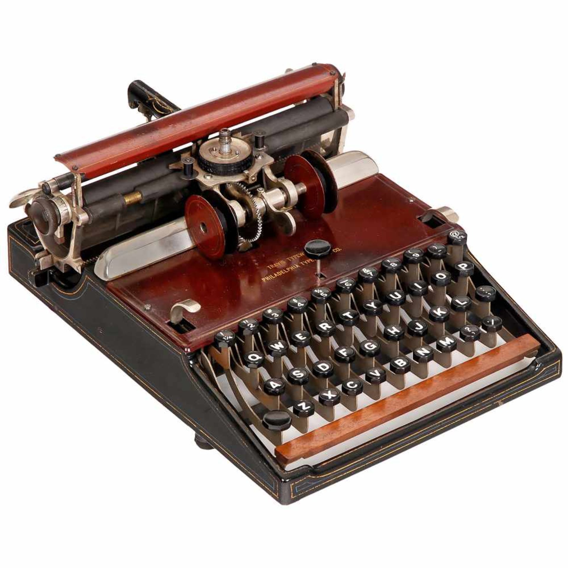 Travis Typewriter, 1905Serial no. 4! Extremely rare American typewheel machine, 1896 patented by