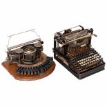 2 Early American Typewriters1) "Hammond No. 1b", 1884. Early American typewriter with 2-row split "