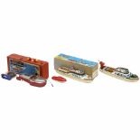 3 German Electric Toy Boats, c. 1950-601) Schuco Elektro-Delfino, no. 5411, plastic and tin, with