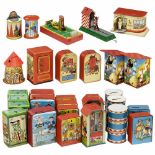 35 German Toy Money Banks, 1950-70Lithographed tin, manufactured by Geobra, Michael Seidel, Lorenz