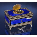 Silver and Enamel Singing Bird Box Automaton, c. 1930Probably E. Flajoulot, Paris. With going-barrel