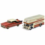 2 French Tin Toy Cars by Joustra, c. 19601) Ford Sedan, 11 ¾ in., friction, working, lithographed