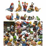 Collection of Japanese and Chinese Tin Toys, c. 1950-7049 items: animals, figures and vehicles,