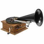 Standard Talking Machine Gramophone, c. 1905Model X, oak case with original decal, metal horn on