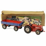 Tractor with Trailer by Gama, c. 1950No. 142/6/9, by Georg Adam Mangold, Fürth, Germany. Red and