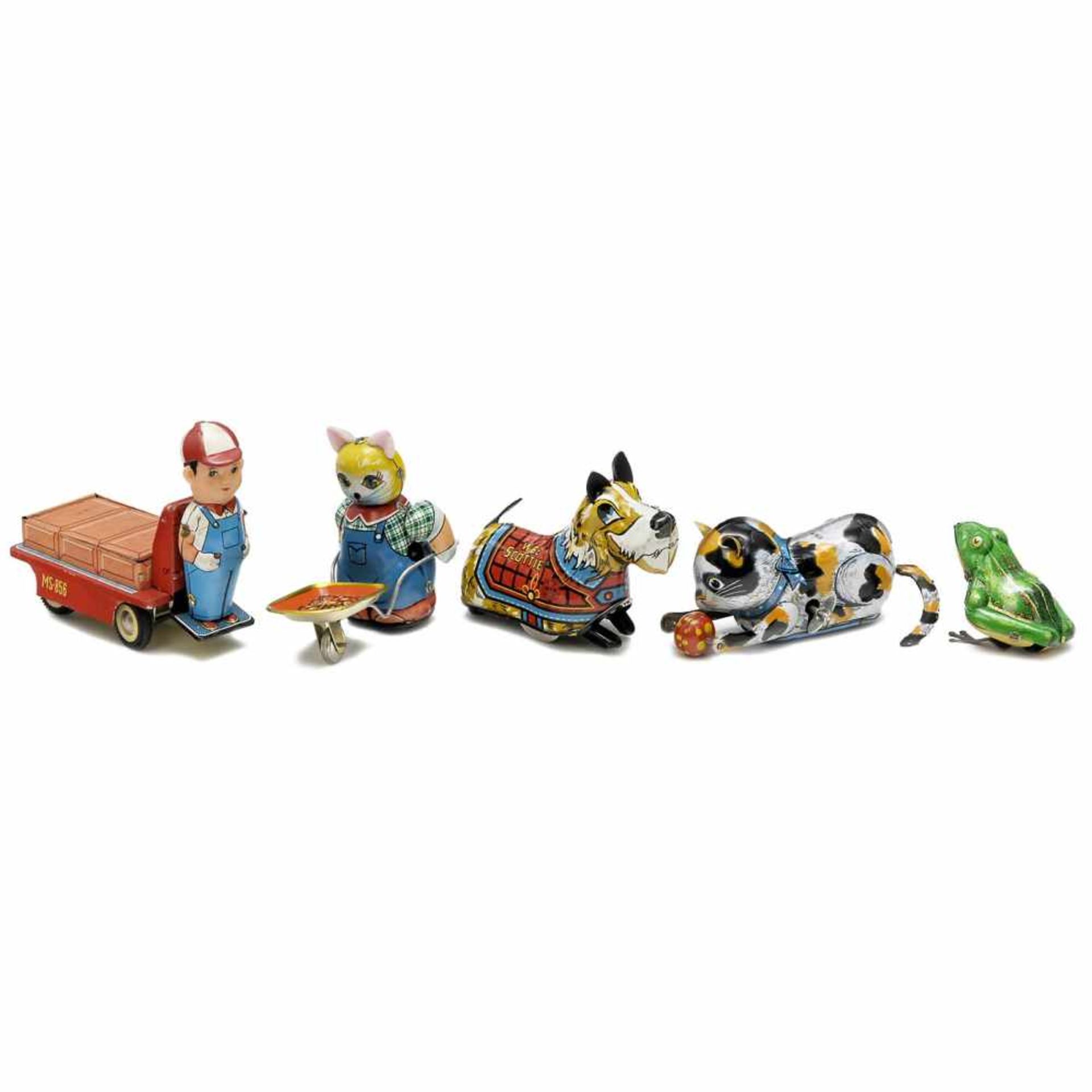 Collection of Japanese and Chinese Tin Toys, c. 1950-7049 items: animals, figures and vehicles, - Bild 3 aus 4