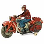 Tipp & Co No. T 587 Motorcycle, c. 1955Made in US-Zone Germany, lithographed tin, clockwork,