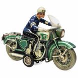 Large Tipp & Co No. 598 Motorcycle, 1955 onwardsLithographed tin, friction-drive, working, siren,