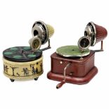 2 Nirona Gramophones, c. 19302 German gramophones by Nirona-Werke Nier & Ehmer, Beierfeld. With