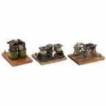 3 Early Electric Motors, c. 19001) Electromagnetic motor after Froment, 2 electric magnets, on