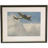 Claus Bergen: "Deutsche Lufthansa over the Clouds"Watercolor painting on cardboard, Junkers Ju