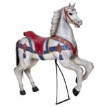 Carousel Horse, c. 1970Polychrome painted, carved wood, inset glass eyes, real horse hair tail,