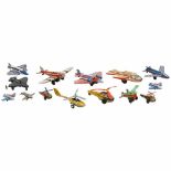 13 Toy Airplanes and Helicopters, c. 1955Made by Technofix, Huki, B&S and Hammerer & Kühlwein,