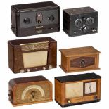 6 Radio Receivers1) Radio Maxim, model E20, Switzerland, 2 tubes, 1924. - 2) Siemens 35W, Germany, 4