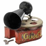 Rare "Good Luck Melody Box" Tin Toy Phonograph, c. 1925Horseshoe shape, marked "Made in Germany",