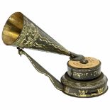 Stollwerck Tin Toy Gramophone, c. 1903For Ø 3 1/6 in. chocolate discs, turntable doubles as disc-