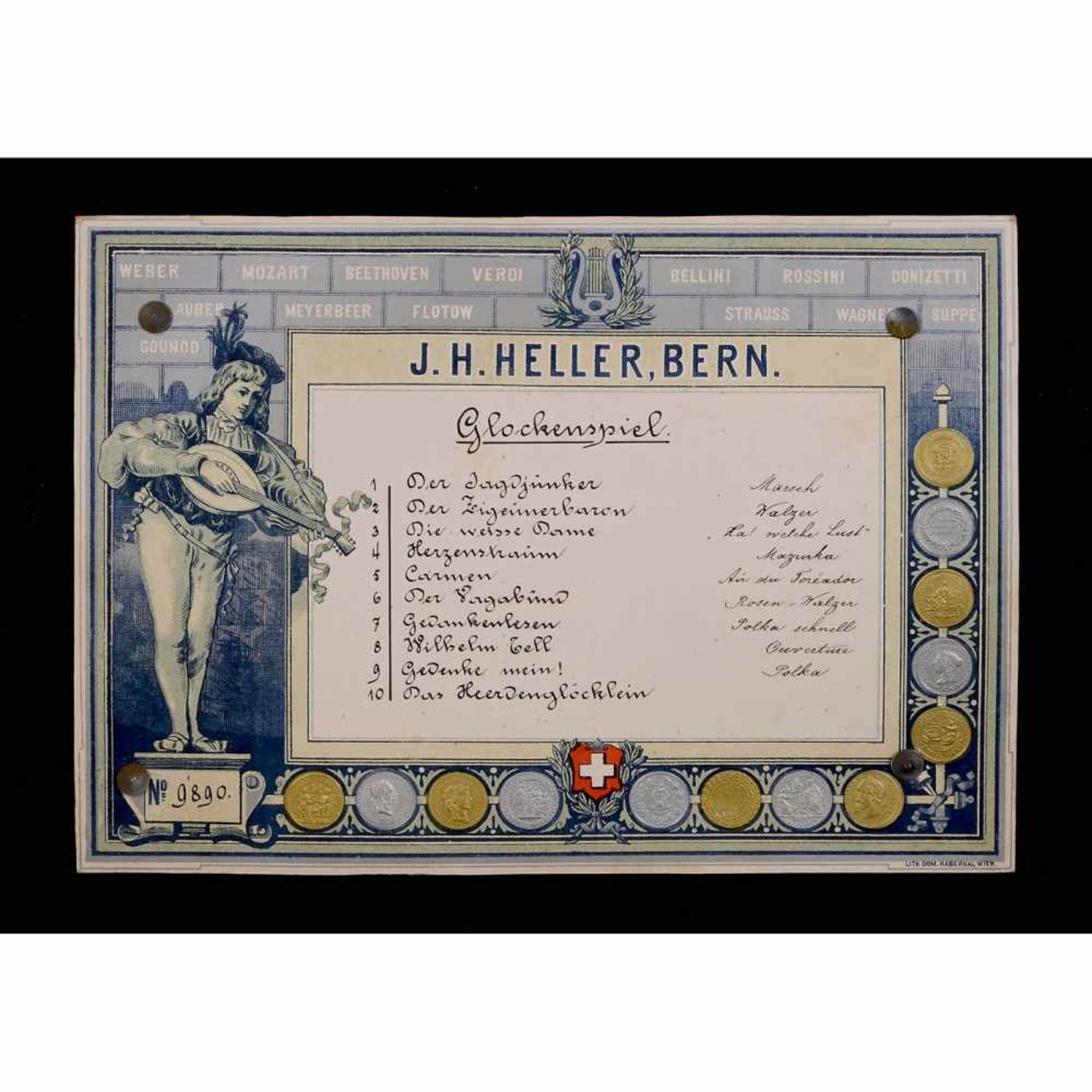 "Glockenspiel" Musical Box by J.H. Heller, c. 1895J.H. Heller, Bern, Switzerland. No. 9890, - Bild 5 aus 5